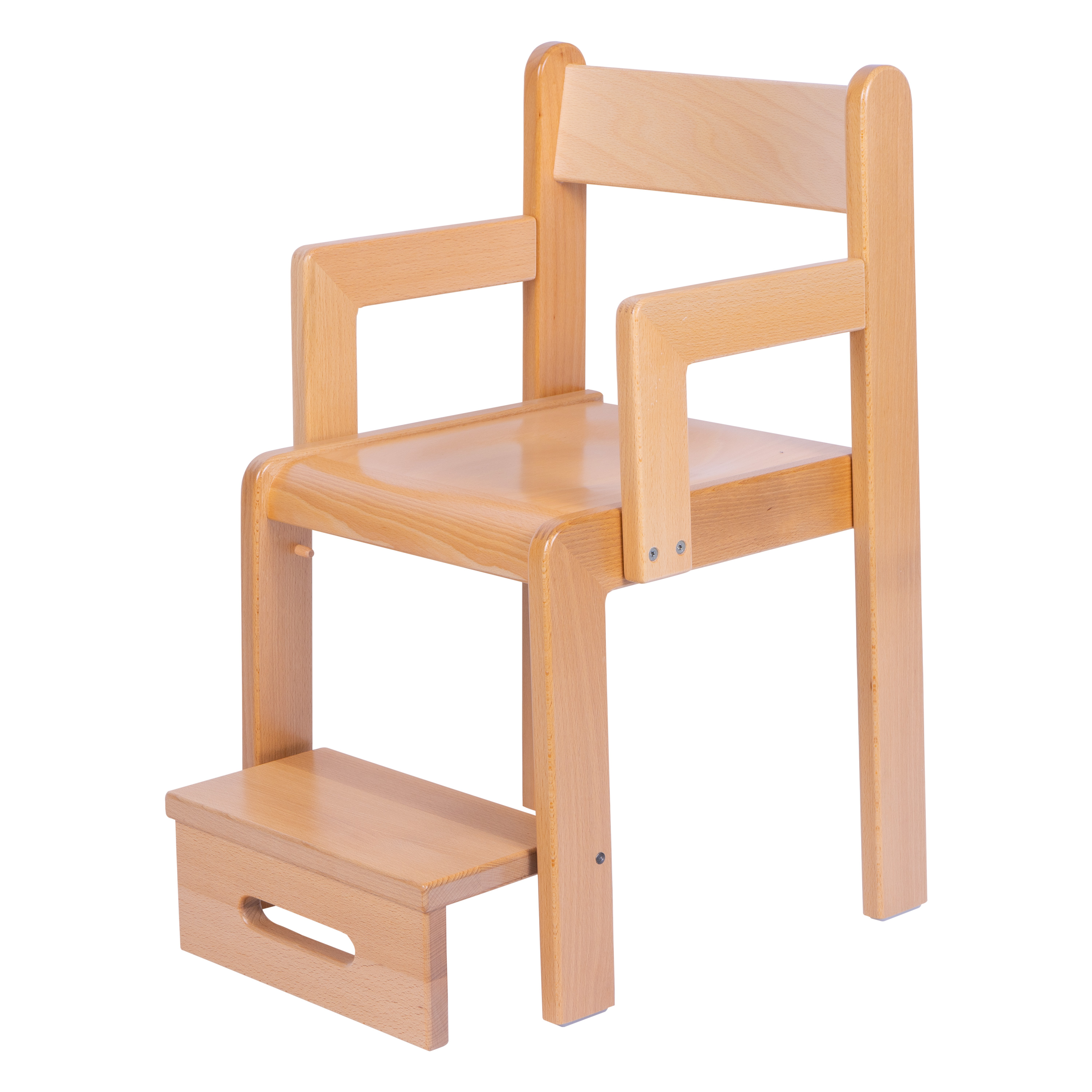 Stuhl JANNIS mit Klappfußbank & Armlehnen, Sitzhöhe 38/26 cm